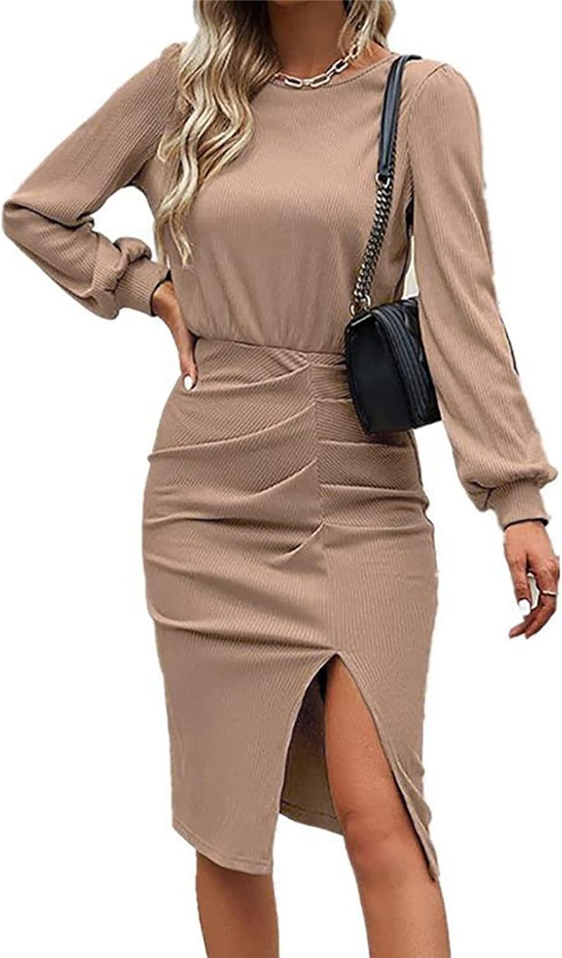 woobles Dress, womens high waist comfortable dress, solid color, breathable lantern sleeve for the night XL - Image 1